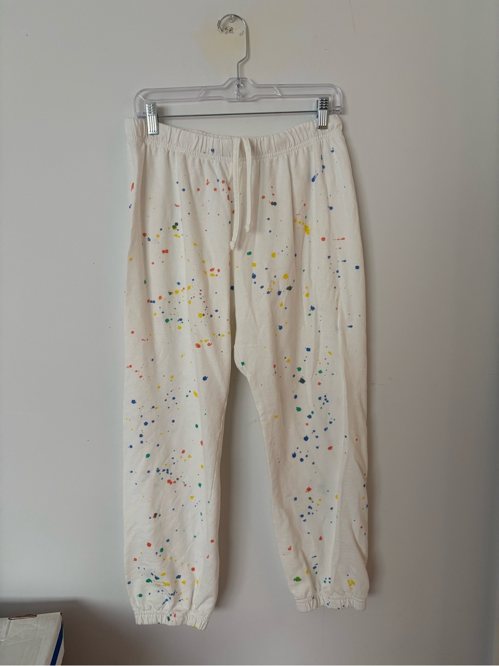 sub urban ivory white colourful paint splatter lightweight comfy sweatpants🎨🫟